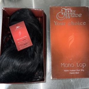 Jazz Wave 100% Human Hair Mono Top Hand-Tied MN900 Straight Black Full Wig 30”